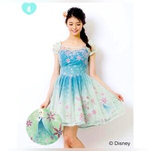 SECRET HONEY Frozen Japan Elsa Spring Fever Green Ombre Tulle Cosplay Dress